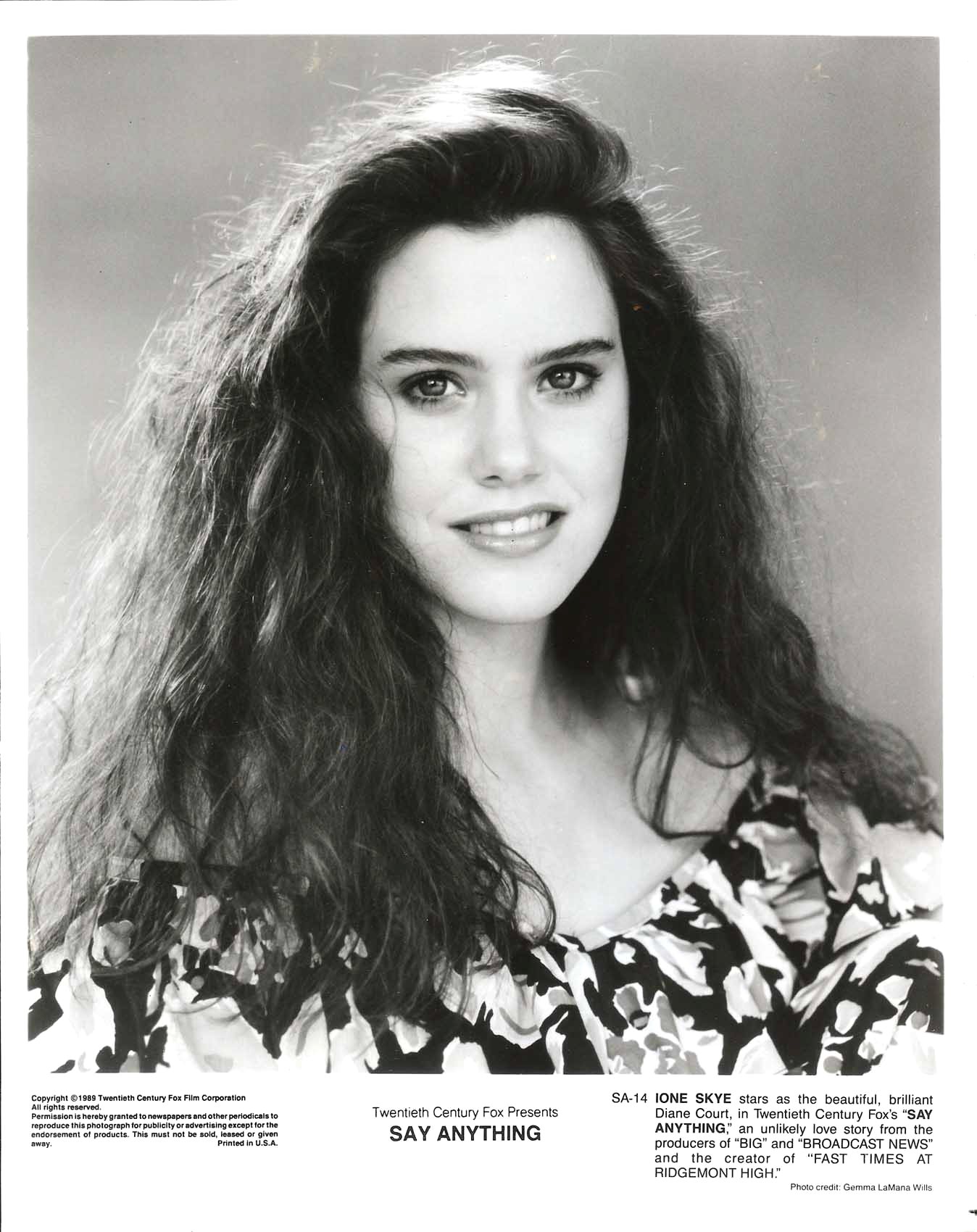 IONE SKYE in "Say Anything" Original Vintage PORTRAIT 1989 eBay